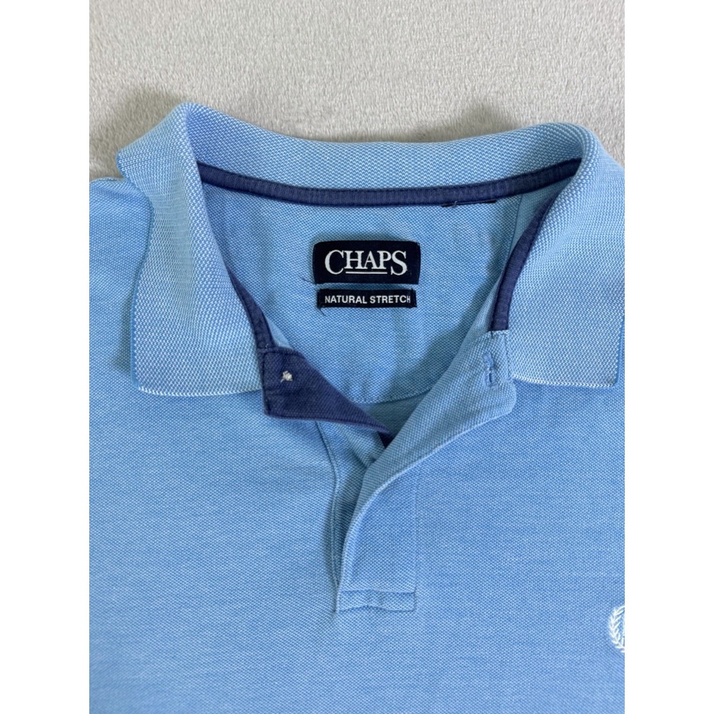 Chaps Pique Polo Shirt Mens XL Blue Short Sleeve Classic Casual Cotton - Picture 3 of 16